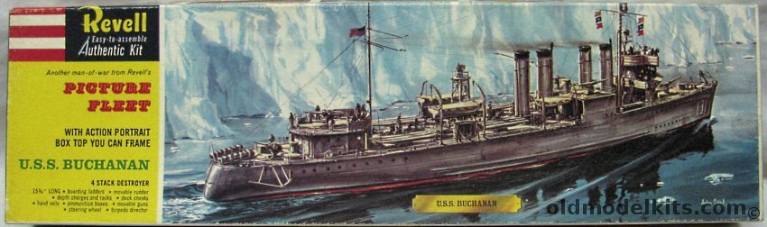 Revell 1/240 DD131 USS Buchanan Four Stack Destroyer, H375-149 plastic model kit